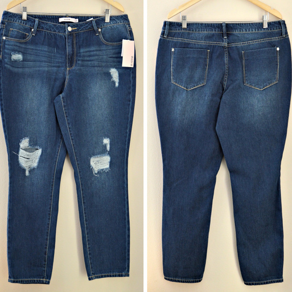☆2 x HP☆ Distressed Slim Boyfriend in Blue Tropics - Picture 3 of 3